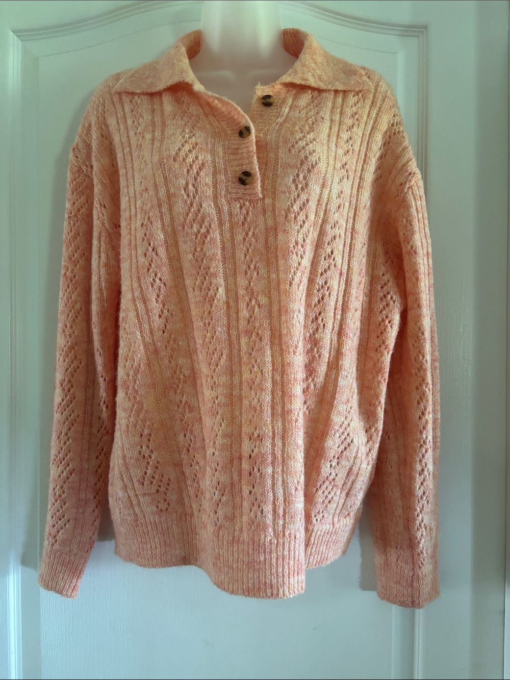 Easel Peach open weave sweater small NWOT